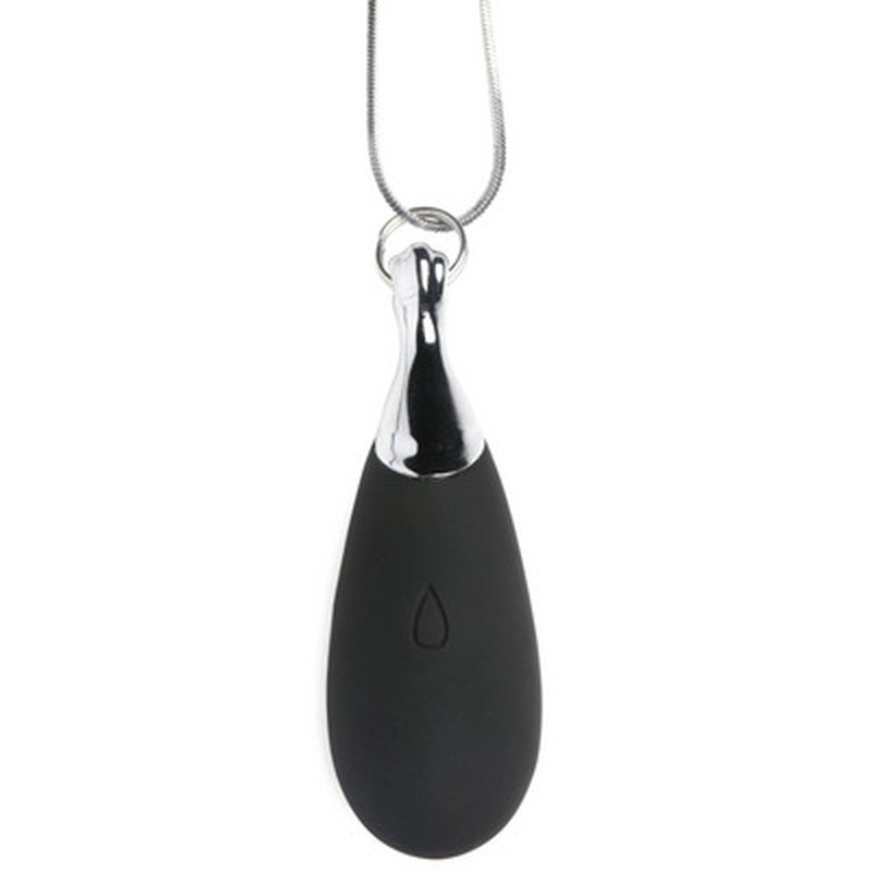 VIBRATING SILICONE TEARDROP NECKLACE - BLACK