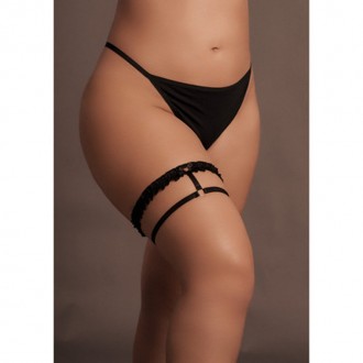 CELESTE - ELASTIC LACE GARTER WITH SLIDERS AND GOLDEN DETAILS - PLUS SIZE