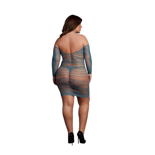 LONG-SLEEVED NET MINI DRESS - QUEEN SIZE