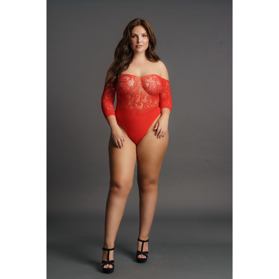 CROTCHLESS RHINESTONE TEDDY - PLUS SIZE