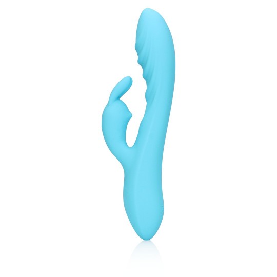 RIBBED ULTRA SOFT SILICONE RABBIT VIBRATOR - GLACIAL BLUE