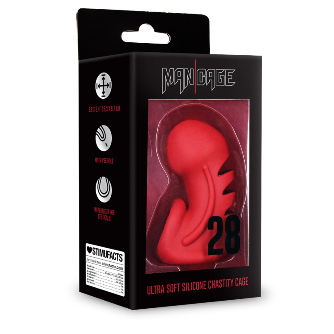 MODEL 28 - ULTRA SOFT SILICONE CHASTITY CAGE - RED