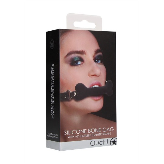 BÂILLON AVEC OS  SILICONE BONE GAG NOIR OUCH!