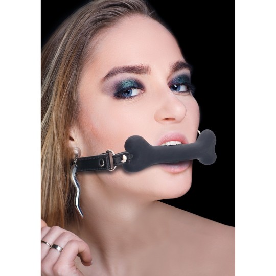 MORDAZA DE HUESO SILICONE BONE GAG NEGRO OUCH!