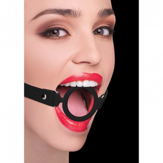 SILICONE RING GAG WITH LEATHER STRAPS