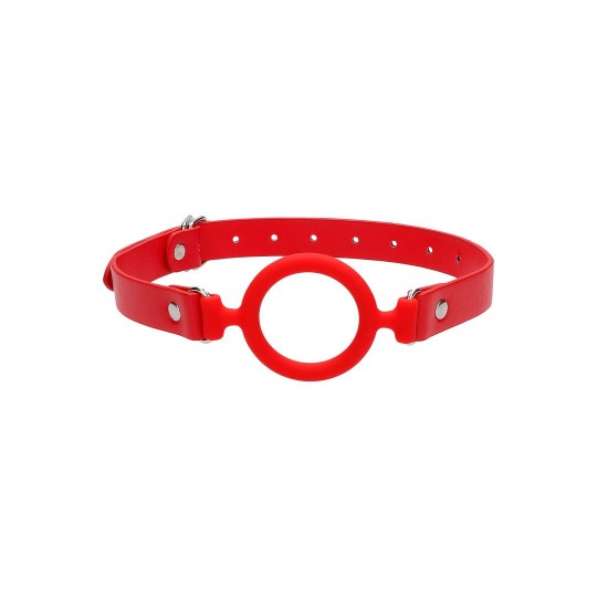 SILICONE RING GAG WITH LEATHER STRAPS