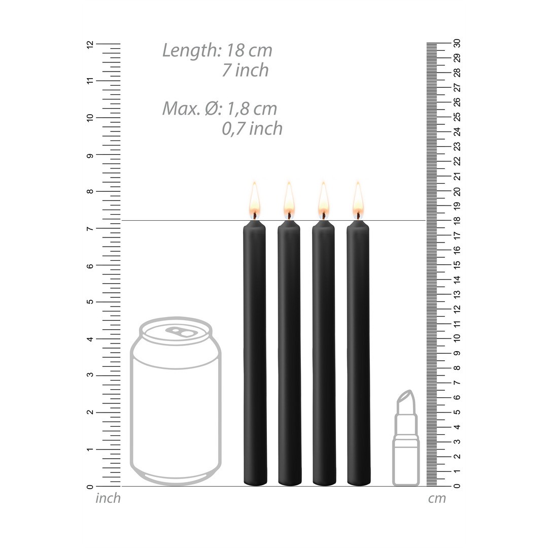 TEASING WAX CANDLES - 4 PIECES - LARGE - BLACK