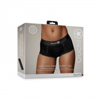 VIBRATING STRAP-ON BRIEF - BLACK