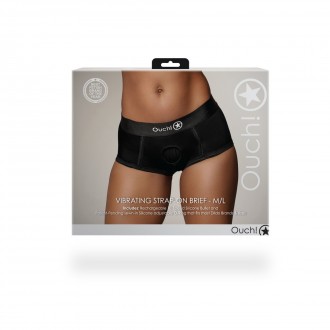 VIBRATING STRAP-ON BRIEF - BLACK