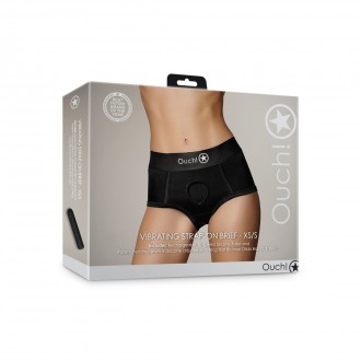 VIBRATING STRAP-ON BRIEF - BLACK